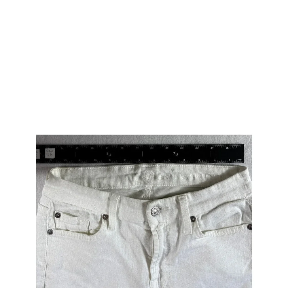 7 For All Mankind Ankle Skinny Jeans Womens 26 White Cotton Stretch Light Wash‎